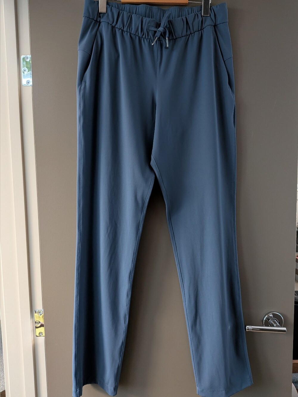 Lululemon Keep Moving Pant 10 Tall Blue High Rise Luxtreme Drawstring Trousers